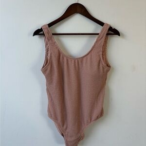 Rylee + Cru Dusty Pink Textured Bodysuit